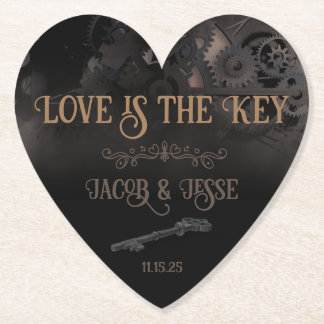 Liefde is de sleutel Steampunk Wedding Kartonnen Onderzetters