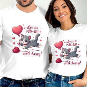 Liefde is een achtervolging waard Schattige katten T-shirt
