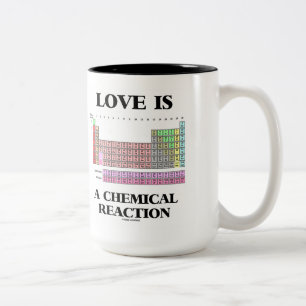 Liefde is een chemische reactie (Periodic Table) Tweekleurige Koffiemok