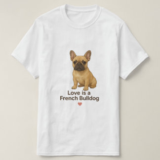 Liefde is een Franse Bulldog - Schattige Realistis T-shirt
