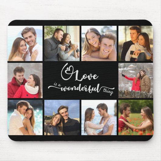 Liefde is een geweldig ding 10 Photo Collage Black Muismat (Voorkant)