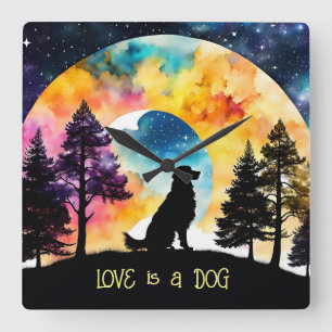 Liefde is een Hond die op je wacht *Personaliseer* Vierkante Klok