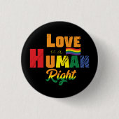 Liefde is een mensenrecht | LGBTQ | Pride | Regenb Ronde Button 3,2 Cm (Voorkant)