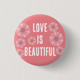 Liefde is een prachtig roze dadans een floreel pat ronde button 3,2 cm