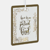 Liefde is een soort bijbelse kerstmis metalen ornament (Voorkant Rechts)