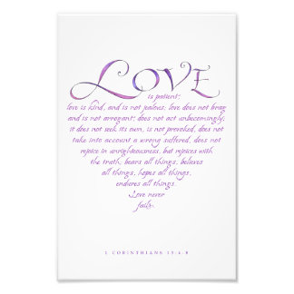 Liefde is een soort citaat Typografie Blue/Paars H Foto Afdruk