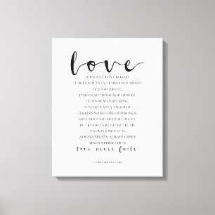 Liefde is een soort patiënt liefde, 1 corinthians canvas afdruk