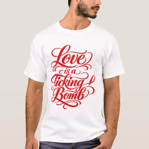Liefde is een Tikkende Bom – Rode Calligrafie T-Sh T-shirt