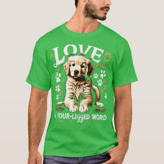 Liefde is een viervoetig woord puppy hondenliefheb t-shirt