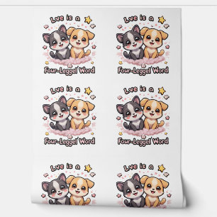 Liefde is een viervoetige woord Schattigee puppy k Behang