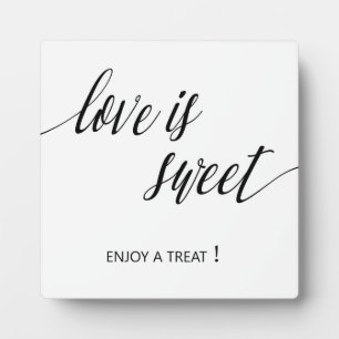 Liefde is een zoet bord Tabletop Plaque met Easel Fotoplaat