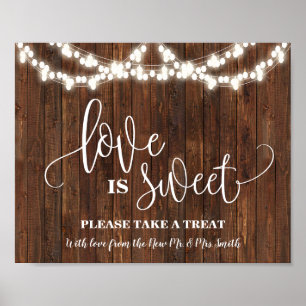 Liefde is een zoete dessert tafel bord westerse br poster