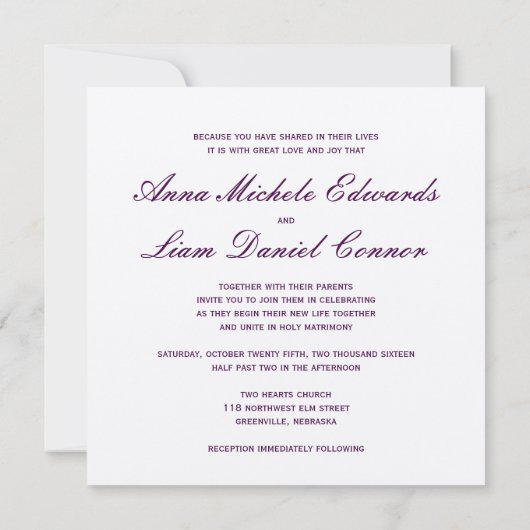 Liefde is geduldig... aubergine en zilver script h kaart (Achterkant)