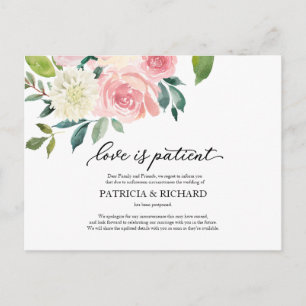 Liefde Is Geduldig Blush Bloemige Bruiloft Uitstel Briefkaart