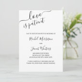 Liefde is Geduldig Elegant Schrift Uitgesteld Aankondiging (Staand voorkant)