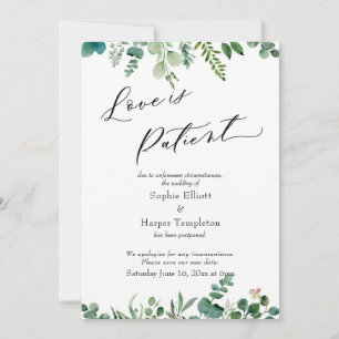 Liefde is Geduldig Eucalyptus Uitgestelde Trouwkaa Kaart