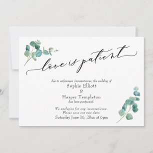 Liefde is Geduldig Eucalyptus Uitgestelde Trouwkaa Kaart