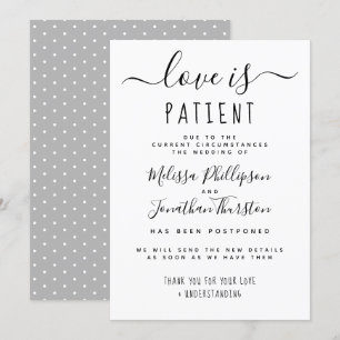 Liefde is Geduldig Handlettered Huwelijksuitstel Kaart