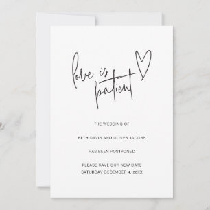 Liefde is Geduldig Huwelijks Uitstel Eenvoudige Ui Save The Date