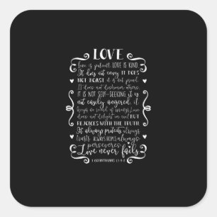 Liefde is Geduldig Liefde is Vriendelijk Christeli Vierkante Sticker