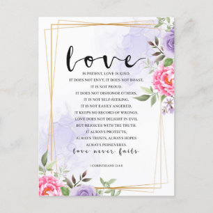 Liefde is geduldig, liefde is vriendelijk Postkaar Briefkaart