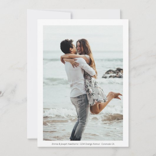 "Liefde is geduldig, maar we zijn niet" Wedding Ph Aankondiging (Achterkant)