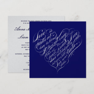 Liefde is geduldig.. marjoen en zilveren kalligraf kaart