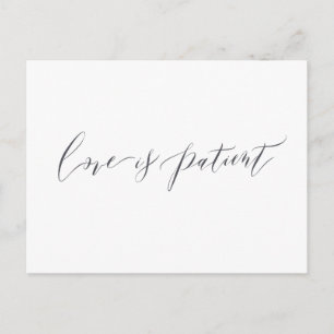 Liefde is geduldig minimalistisch huwelijksuitstel briefkaart