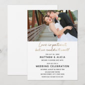 Liefde is geduldig Trouwkaart Ontvangst Kaart (Voorkant / Achterkant)