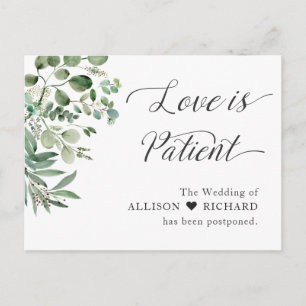 Liefde is Geduldig Uitgesteld Trouwen Chic Eucalyp Briefkaart
