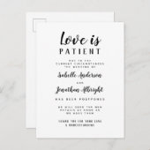 Liefde is Geduldig Uitgestelde Bruiloft Elegant Uitnodiging Briefkaart (Voorkant / Achterkant)