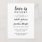 Liefde is Geduldig Uitgestelde Bruiloft Elegant Uitnodiging Briefkaart (Voorkant)