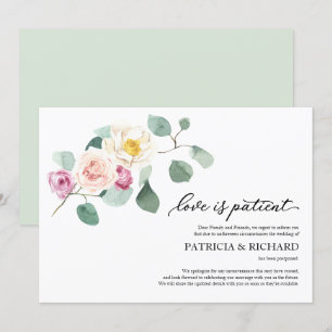 Liefde is geduldig uitstellen huwelijk eucalyptus kaart