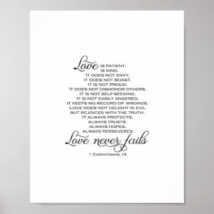 Liefde is Geduldig Voorstel Liefde Faalt Nooit Har Poster
