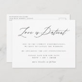 Liefde is Geduldig Zwart & Wit Uitgestelde Bruilof Uitnodiging Briefkaart (Voorkant / Achterkant)
