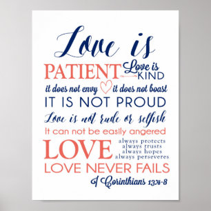 liefde is geduldige liefde is aardig Poster