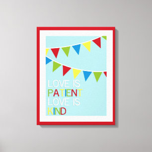 Liefde is geduldige speelkamerkunst canvas afdruk