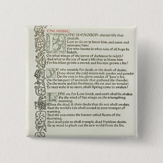 Liefde is genoeg, 1897 vierkante button 5,1 cm (Voorkant)