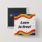 Liefde is gratis: Rainbow Pride Button (Voorkant /achterkant)
