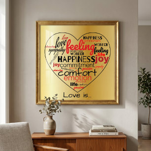 Liefde is hartverscheurd Word Cloud herhaal Typogr Poster