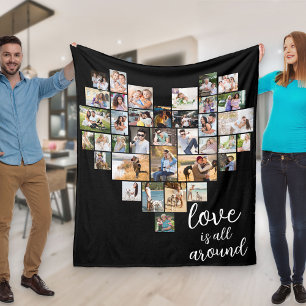Liefde is helemaal rond Harde vorm 36 Foto Collage Fleece Deken