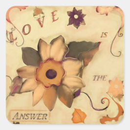 Liefde is het antwoord vierkante sticker