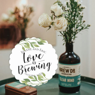 Liefde is het brouwen van bruiloft Bloemen & Leaf  Kartonnen Onderzetters