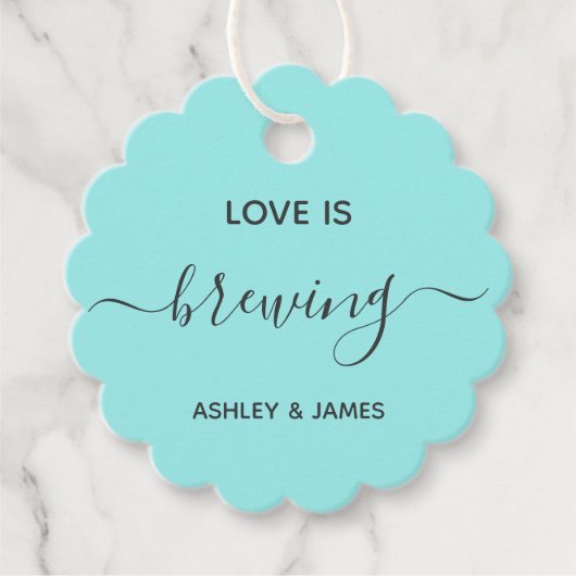 Liefde is het brouwen van bruiloft gunst cadeau La Bedankjes Labels (Voorkant)