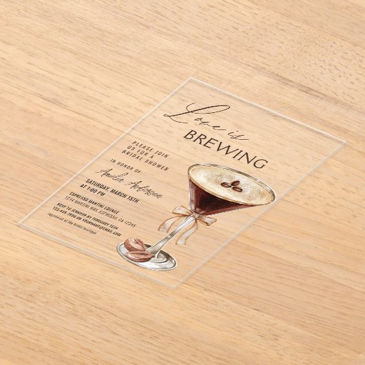 Liefde is het brouwen van Espresso Martini Vrijgez Acryl Uitnodigingen (Laagn)