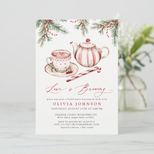 Liefde is het brouwen van feestelijke Waterverf Vr Kaart (Staand voorkant)