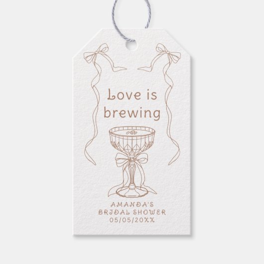 Liefde is het brouwen van Hand Drawn Vrijgezellenf Cadeaulabel (Voorkant)