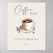 Liefde is het brouwen van koffie Bar Sign Poster (Voorkant)