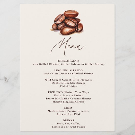 Liefde is het brouwen van koffiebonen feest menu (Voorkant)