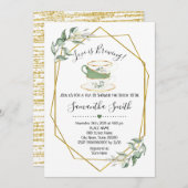 Liefde is het brouwen van thee groen douche uitnod feestdagenkaart (Voorkant / Achterkant)